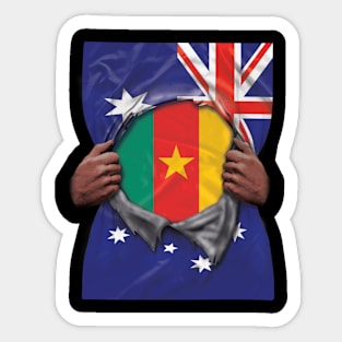 Cameroon Flag Australian Flag Ripped - Gift for Cameroonian From Cameroon Sticker